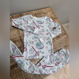 Burt’s Bees Bubble-Print Pajama Set - White with Pastel Bubbles. Organic Cotton